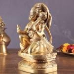 Pure Brass Blessing Hanuman Idol 8" | Enhanced Carvings | 2.5 kg Superfine Craftsmanship | Divine Blessings for Spiritual Space | 6" Width, 4.75" Depth